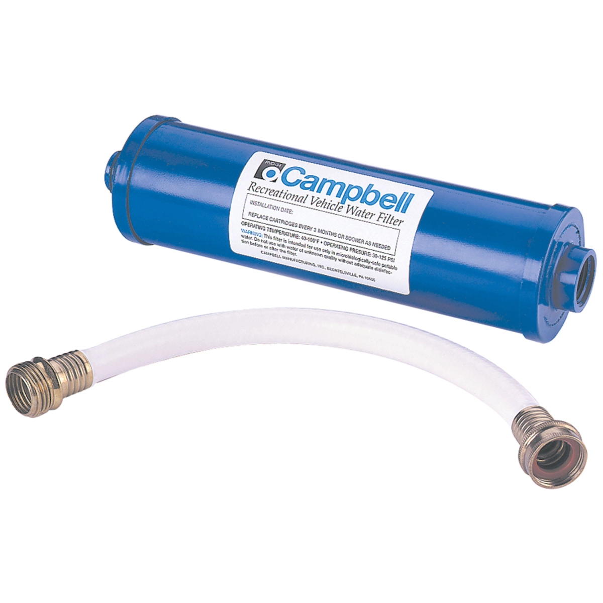 Campbell RVDH-34 Inline RV Water Filter & 12 Inch Hose